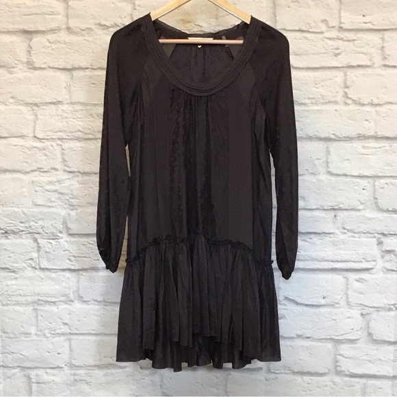 Rebecca Taylor 2 Silk Babydoll Flutter A Line Dress Eggplant Purple Flowy - Picture 6 of 14